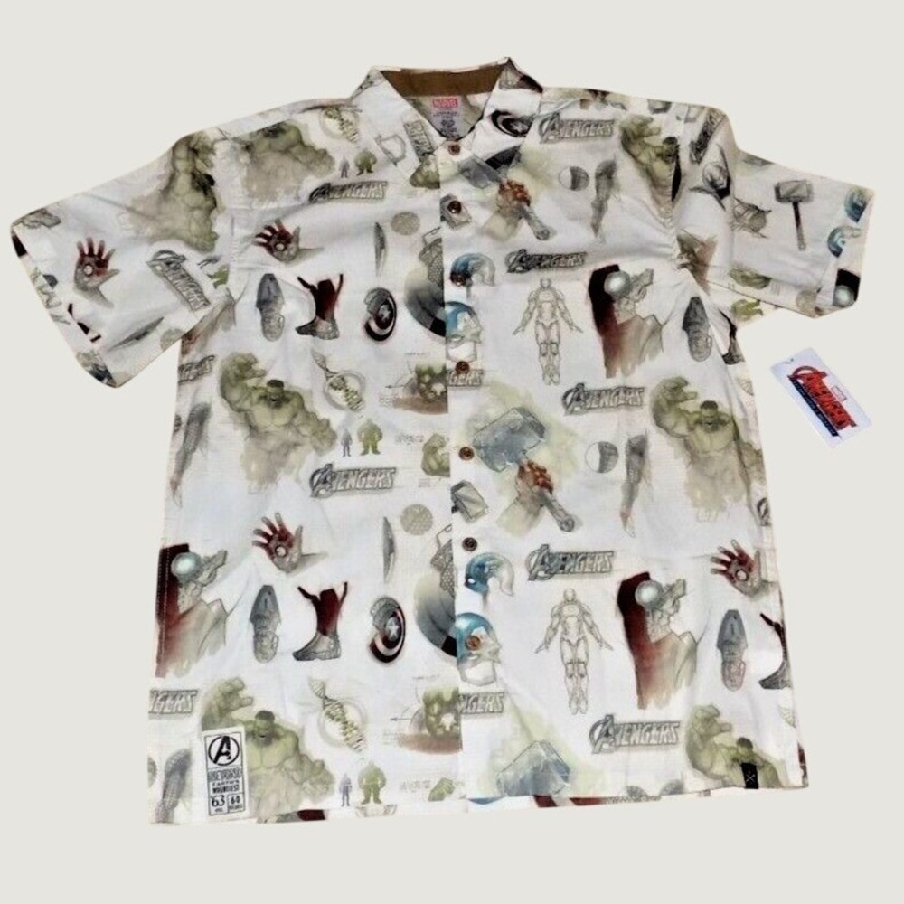 Disney Marvel AVENGERS Heroes Villains 60th Mens Shirt M Medium NEW